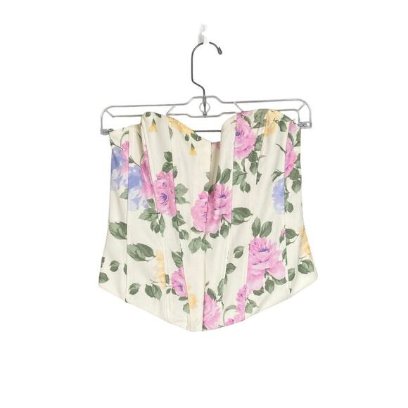 ZARA Floral Print Corset Crop Top Strapless Bustier Feminine Size Small NWT - Picture 4 of 10